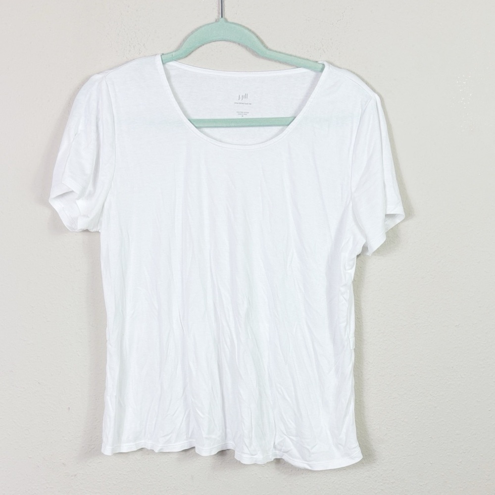 J. Jill 100% Pima Cotton Shirred Back Tee in White size Medium